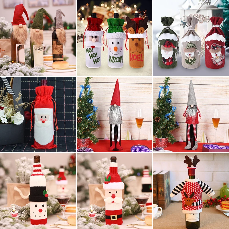 42 Types Christmas Wine Bottle Set Santa Claus Snowman Deer Cover Clothes Kitchen Decor for New Year Xmas Dinner Party | Дом и сад
