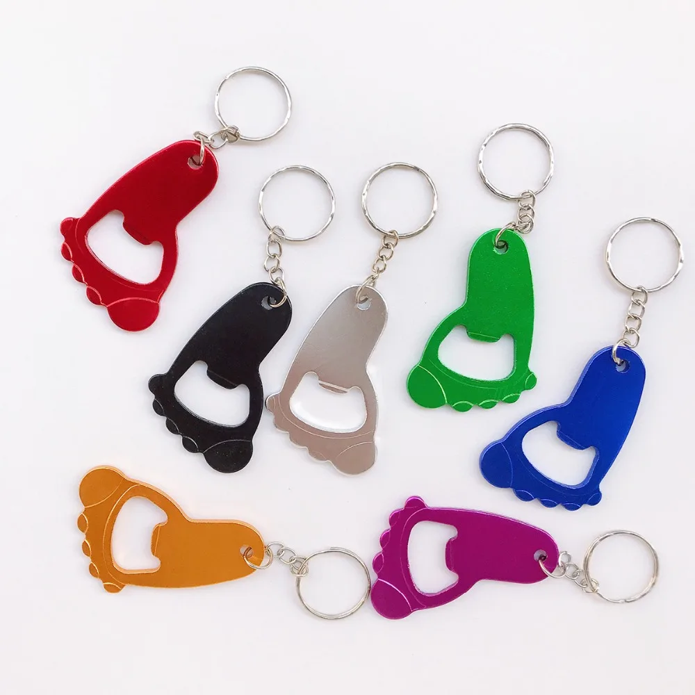 

Personalized Wedding Gift Foot Feet Shape Metal Beer Bottle Opener Keychain Baby Shower Baptism Birthday Party Favor Custom Logo