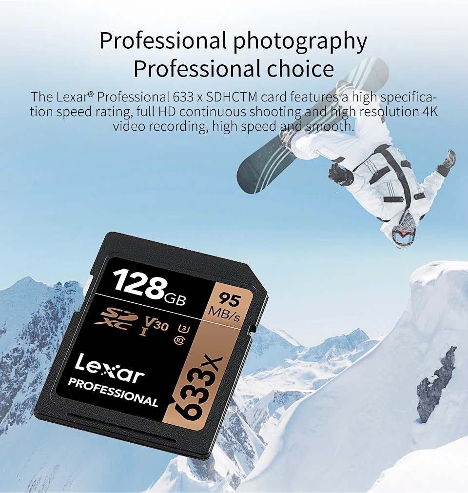 Lexar 64 Гб sd-карта класс 10 карта памяти 633x U3 SDHC SDXC 128 ГБ UHS-I 32 ГБ макс 95 МБ/с./с 16 Гб sd-карта для камера
