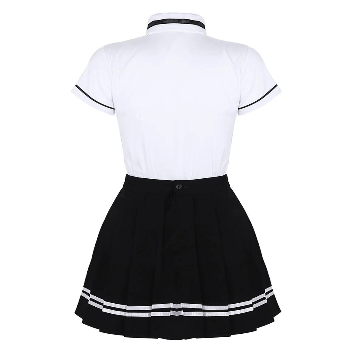 Женская японская школьная форма для девочек, британский стиль, школьная форма, костюм аниме, белая футболка, топ, черная плиссированная юбка и значок, галстук