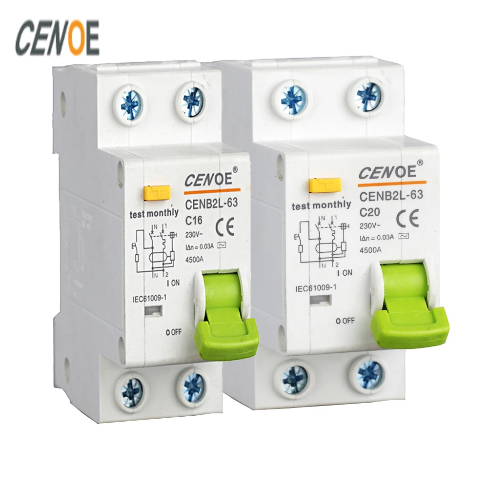 Cenoe DPNL 1 P+ N 16A 230 V~ 50 HZ/60 HZ Выключатель утечки с перегрузкой короткого замыкания защита от утечки