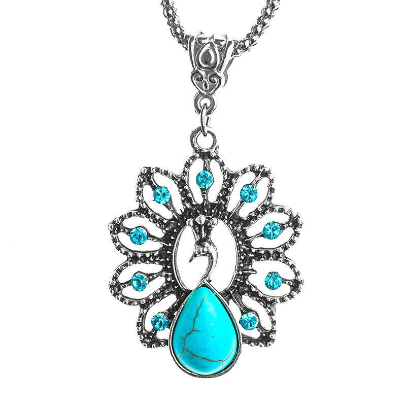 

MISANANRYNE Nice Shipping Fashion Ladies Charming Lovely Peacock Natural Stone Pendant Necklace Chain Green Jewelry