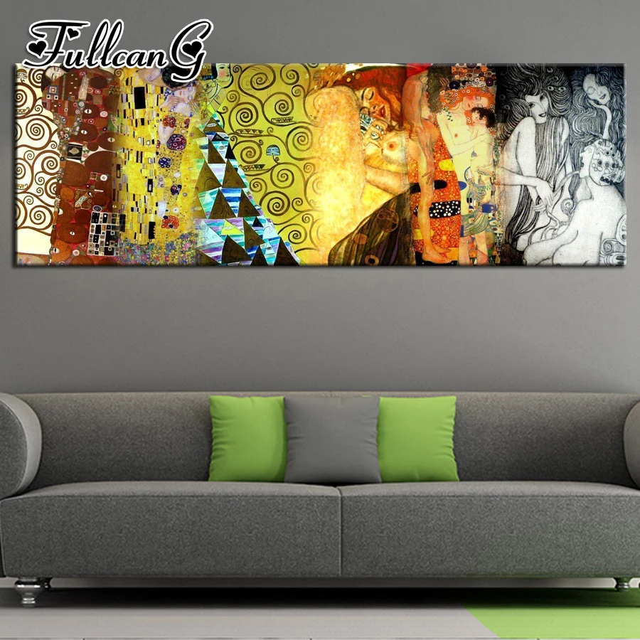 

FULLCANG full square/round drill diy 5d diamond painting klimt abstract character large embroidery mosaic cross stitch kit FC675