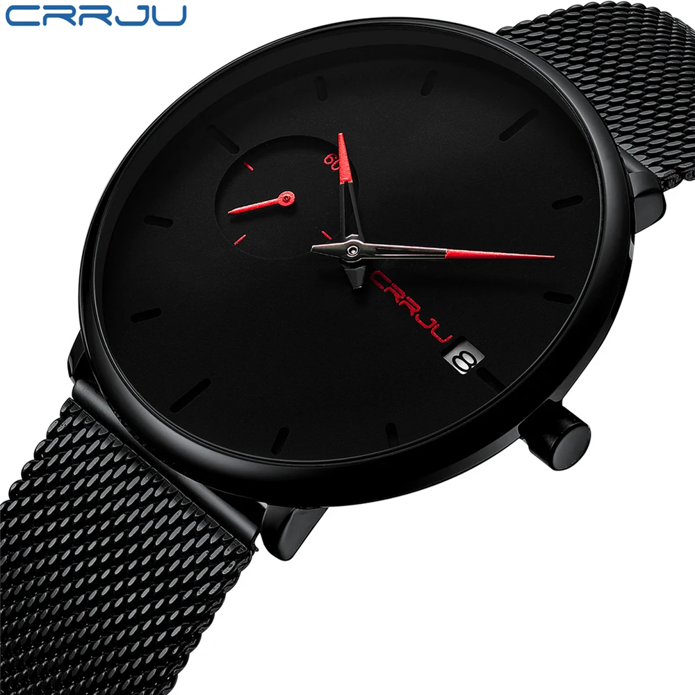 

CRRJU Men's Watch Top Brand Luxury Waterproof Sports Watch Men's Ultra-thin Dial Quartz Watch Casual Fashion Men's Watch