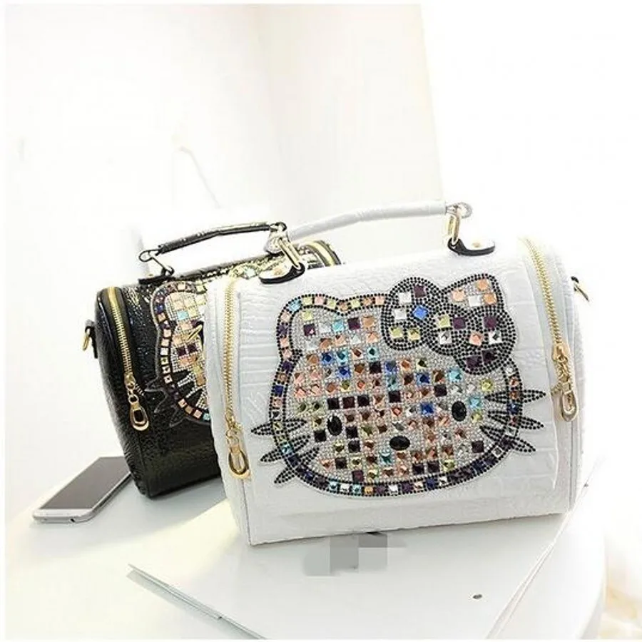 Luxury famous brand leather hello kitty handbags shoulder crossbody bags for women messenger