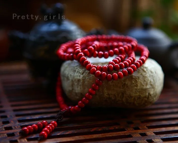 Ювелирные изделия из красного сандалового дерева, бусины 6 мм, многослойные браслеты Будды для мужчин/женщин, подарок на удачу, модный шарм