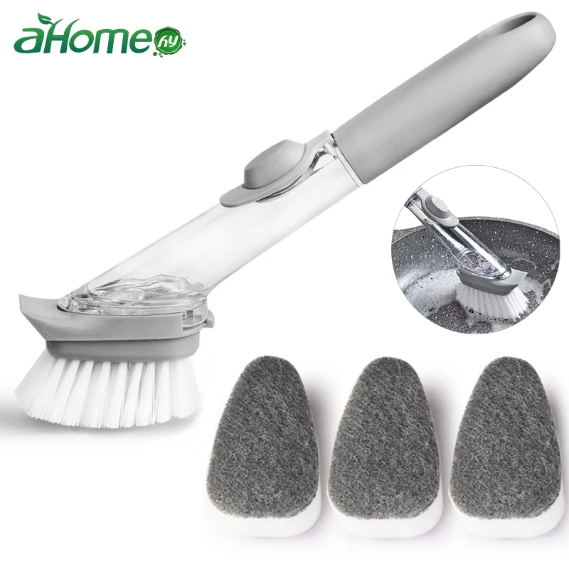 Pot Dishes Cleaner Cleaning Brush 4 Removable Sponge Brushes Cleaning