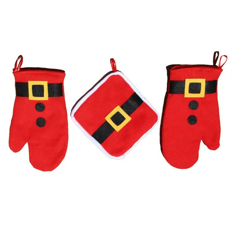 

3pcs/lot Heat Pad Gloves Christmas Decoration Supplies Necessary Tableware Creative Home Gift Adornos Navidad
