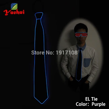 

NEW Fashion10 color Luminous Party decorative Flashing LED Neck tie EL Wire Necktie For Night Club,dance,DJ,Wedding Decoration