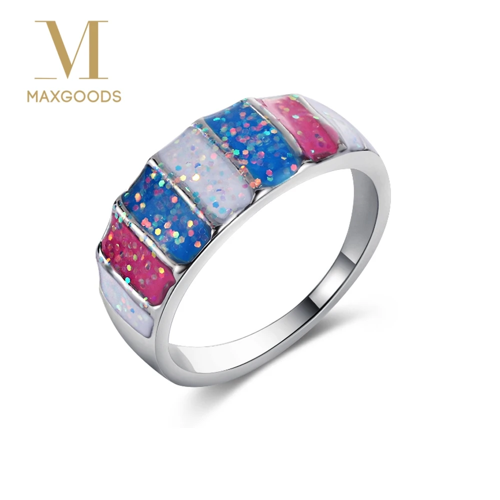 

1 Pcs Chic Multicolor Rainbow Fire Opal Rings for Women Shiny Colorful Crystal Stone Ring Wedding Engagement Rings Jewelry