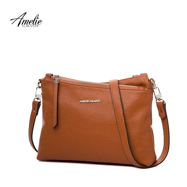 AMELIE GALANTI Fashion Women's Bag Pocket with Compartment Women Handbags Casual Multi-pocket Soft PU Leather Crossbody Bag