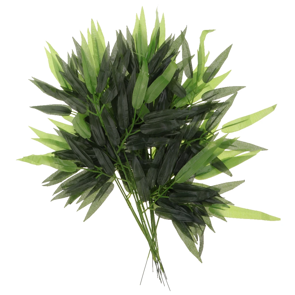 12pcs Artificial Bamboo Plant Ivy Bush Decorative Plastic Plant & Foliage for Home Garden Decor Office Shop Ornament - 23'