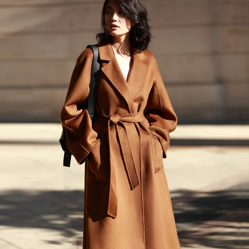 

Real fur coat women autumn winter wool coat cashmere natural wool jacket female good quality elegant classic design NPI 80412B