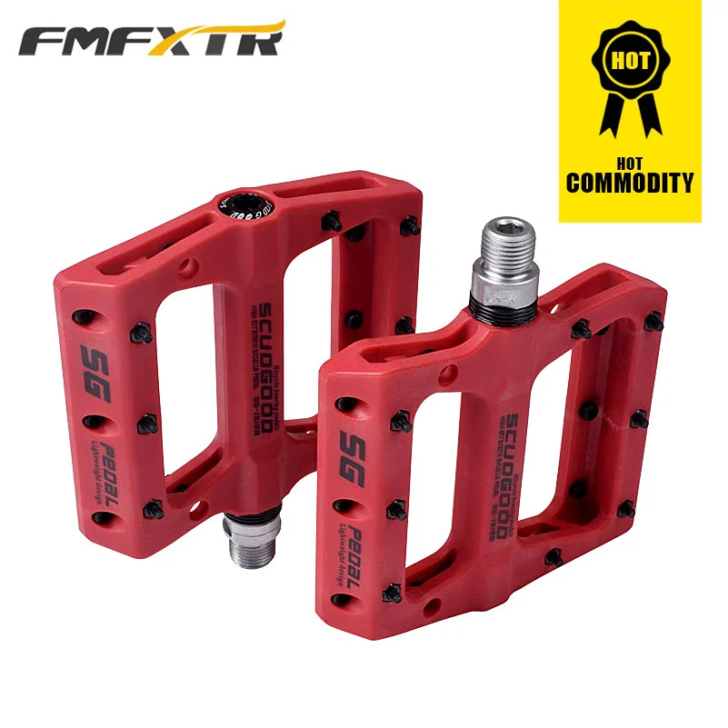 FMFXTR Bike Pedal Bicycle Pedals 3 Sealed Bearing Nylon Anti-slip Cycle Ultralight Cycling MTB bike Accessories - Цвет: red a pair