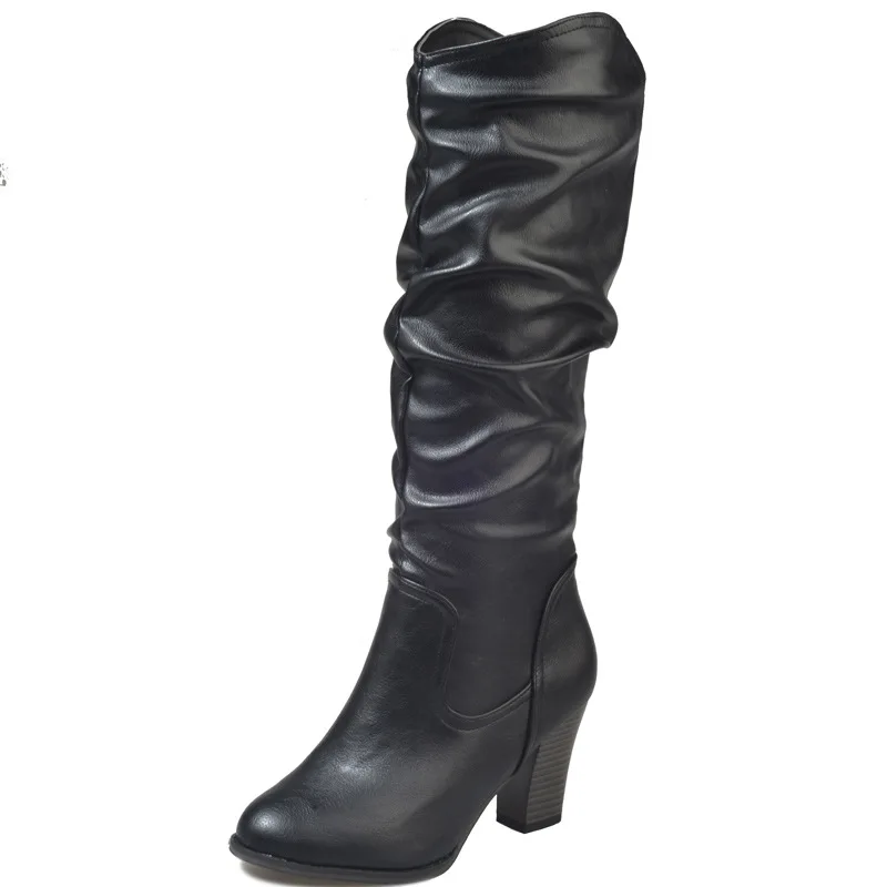 

2018 autumn and winter new boots Europe and America large size high heel thin wild fashion women's boots black ljj 1031