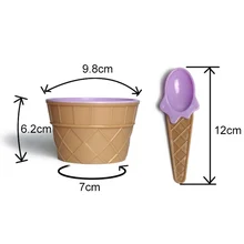 Яркие цветные двухстеновые пластиковые чашки для мороженого с ложкой, миска для десерта, силиконовые формы для кубиков льда для баров
