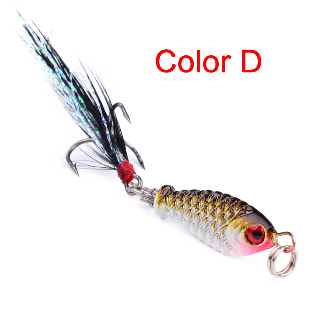 1pcs 5.3g swimbait Fishing Lure wobblers spinner metal lures vib Hard Baits With Feather Treble Hook spinnerbait fishing tackle - Цвет: D