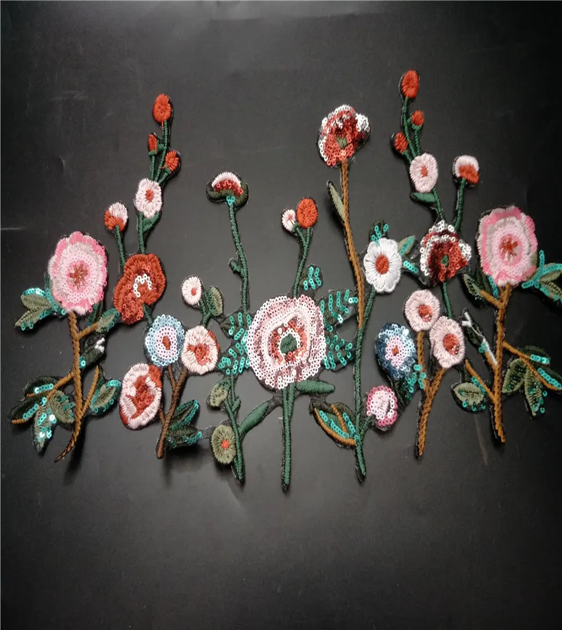 Prugna Fiore Grande Formato Paillettes Patch Per Abbigliamento Adesivi Vestiti Cucire Parches Bordados Para Ropa Toppe Per Vestiti