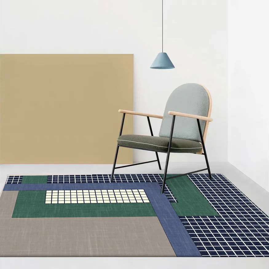 Европейский абстракционный геометрический Темный решетчатый коврик домашняя прикроватная тумбочка для спальни напольный для лифта коврик Диванный кофейный столик Противоскользящий коврик