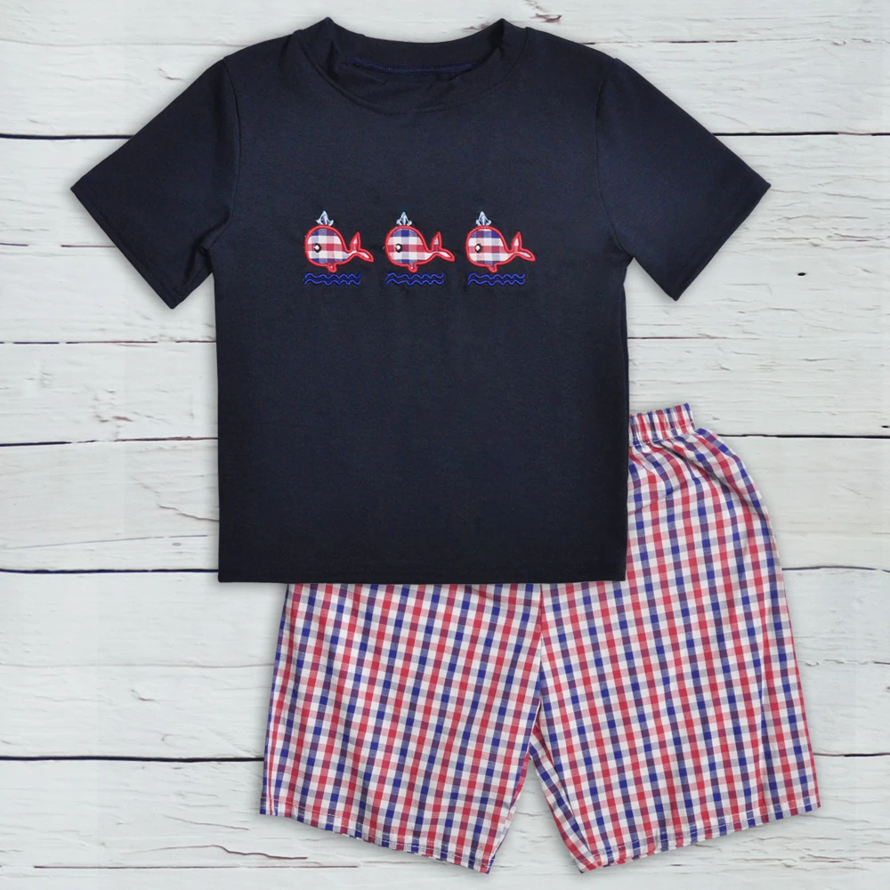 

Hot Sale Boys Summer Sets Appliques T-shirt match Shorts Boutique Boys Remake Outfits 2BK903-185-HY