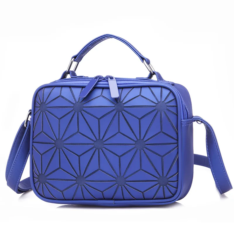 Женская клетчатая Сумочка с геометрическим рисунком, светящаяся сумка, сумки на плечо, повседневные клатчи, сумки через плечо Bao, женская сумка-мессенджер, Bolsa - Цвет: Blue