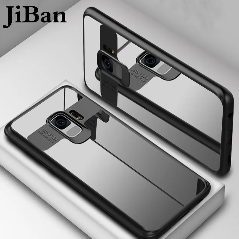 JiBan For Samsung Galaxy Note8 S9/S8/S7 Plus New Fashion TPU Silicone Edge Clear Phone Cover Tempered Glass PC Hard Backing Case |