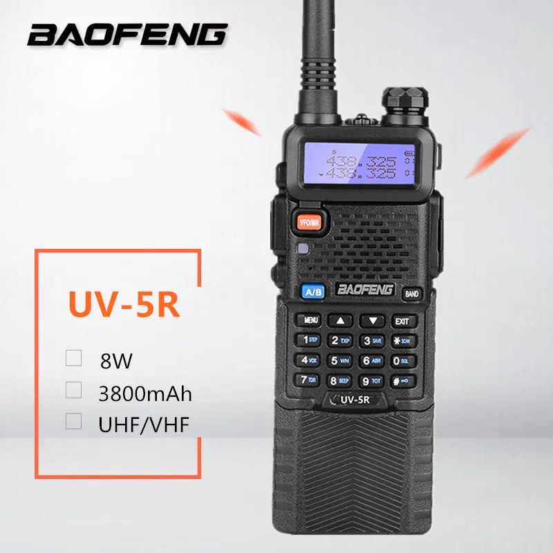 

BAOFENG UV-5R Powerful Walkie Talkies 8W 3800mAh Dual Band VHF UHF HF Ham Radio Station Transceiver Transmitter Talkie Walkie