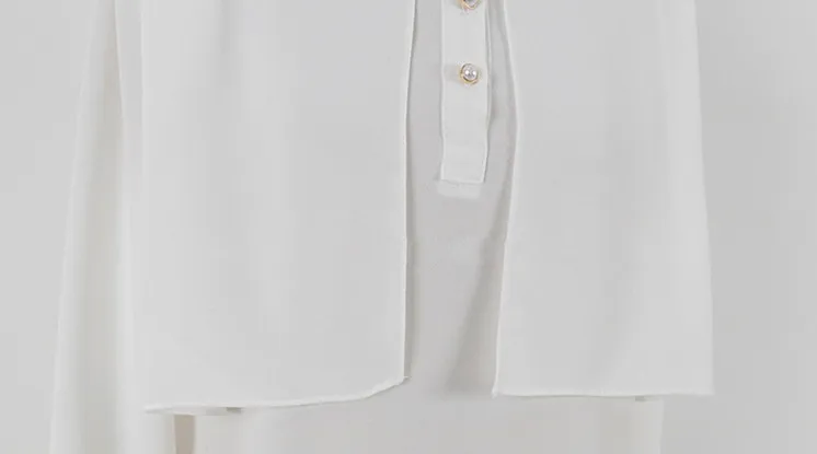Arachiel, деловая Женский комплект 2 шт., осень, белая накидка, длинный рукав, жемчуг, блузка, рубашка+ черный, Сплит, карандаш, облегающая юбка, костюм, комплект
