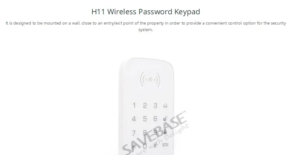 HOMSECUR H11 433MHz Wireless Password Keypad with 2Pcs RFID keyfob for Home Security LA01,LA02,LA02-3G and LA03-3G Alarm System