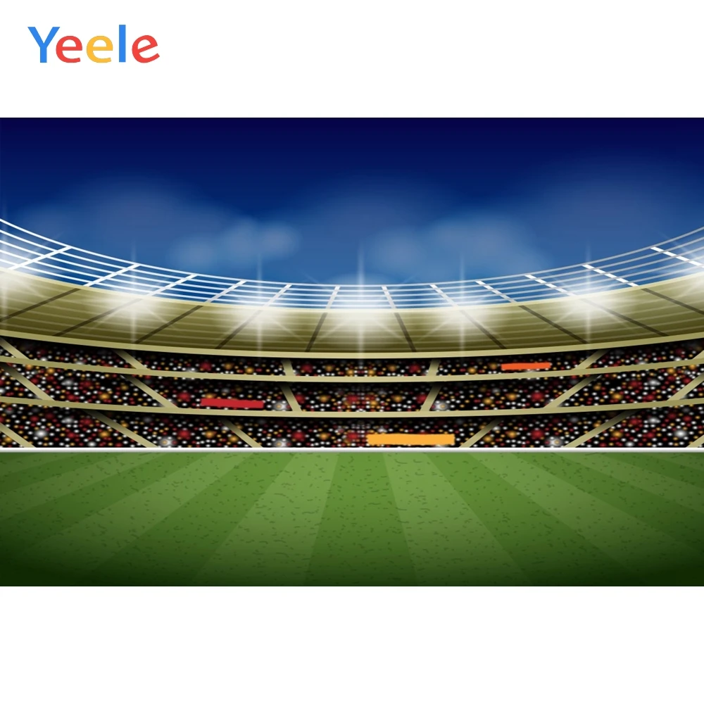 

Yeele Blue Sky Soccer Field Light Audience Birthday Photography Backgrounds Customized Photographic Backdrops for Photo Studio