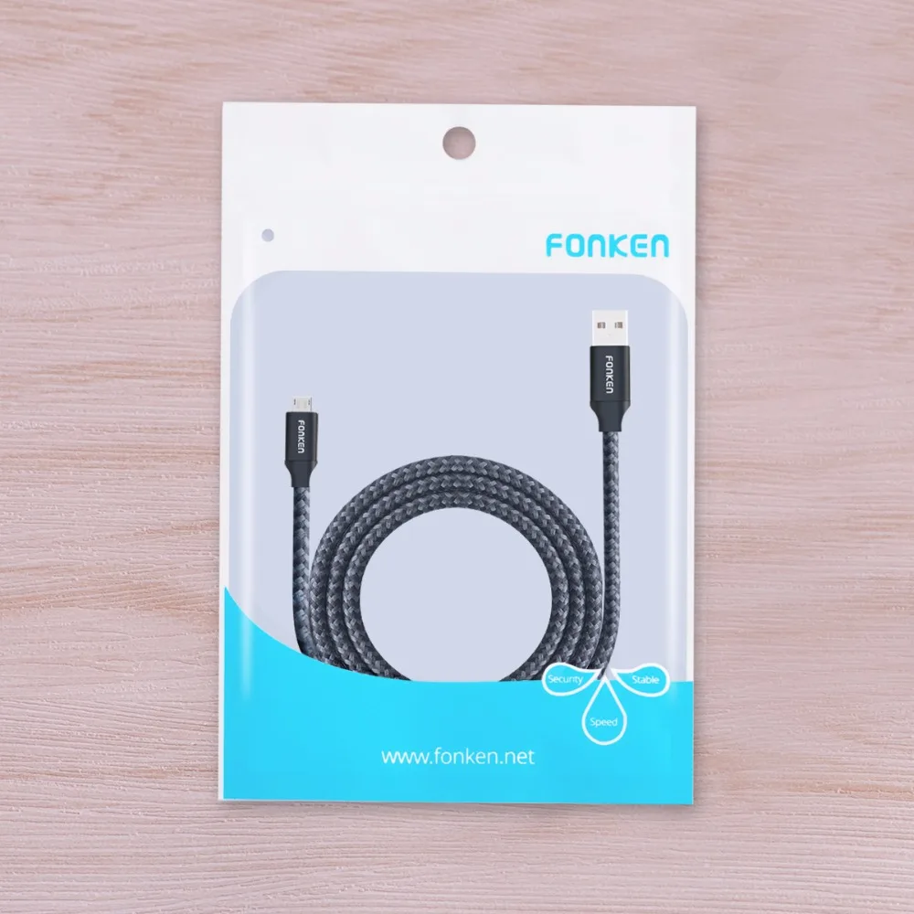 FONKEN Micro USB кабель 2128AWG 2.4A нейлон провод для быстрой зарядки данных зарядное устройство кабель провод для samsung sony htc LG кабели для мобильных телефонов