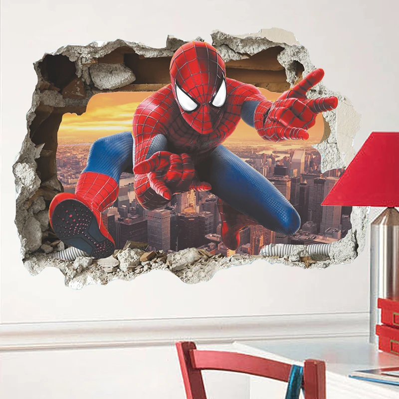 3D Hero Spiderman Wall Stickers For Nursery Kids Room Decorations