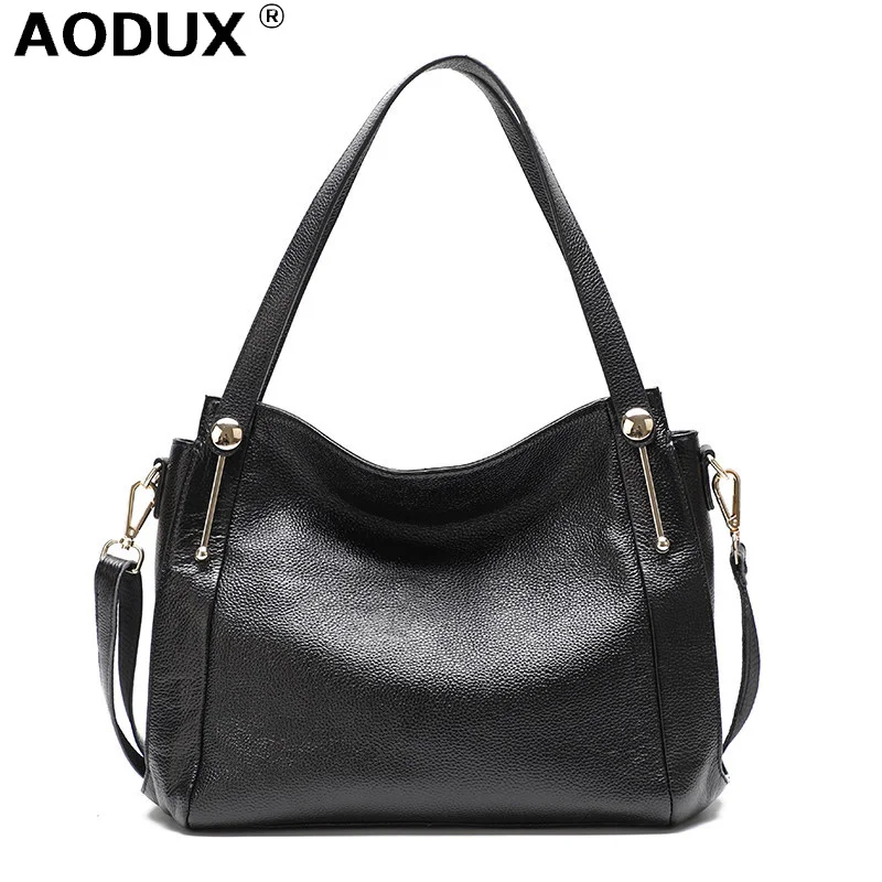 

AODUX Genuine Leather Women Shoulder Bag Messenger Tote Handbag Ladies Casual Real Cowhide Large Fashion Designer Shopping Bags