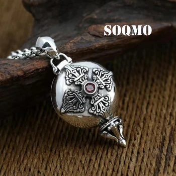 

SOQMO 100% Real 925 Sterling Silver Necklace Pendant Women or Men Gem Vajra Gaudencio box Pendant Fine Jewelry SQM145