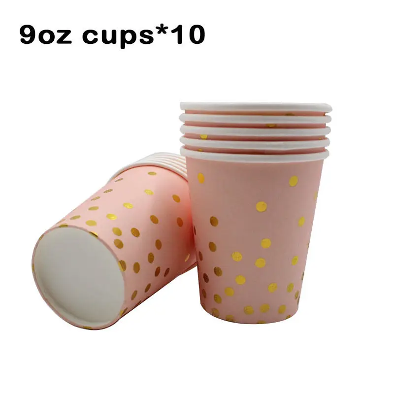 20pcs/lot Colorful Gold disposable tableware set paper plate Cup for baby birthday party Wedding Halloween Christmas decoration