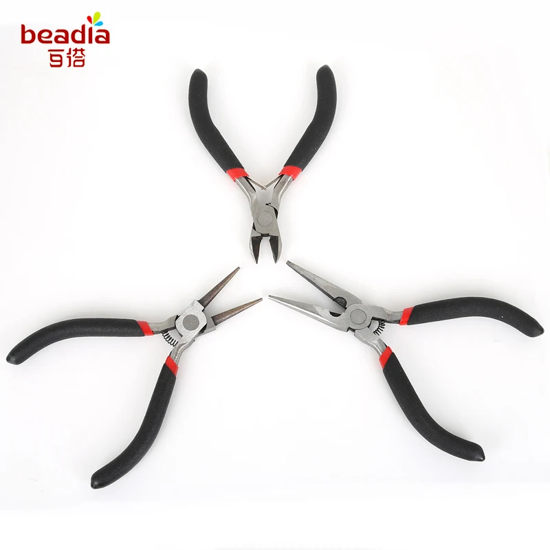 3 unids/set joyería de Juego de alicates de acero inoxidable nariz de aguja alicates de la joyería de mano negro Herramienta 11-13cm herramienta de la joyería conjuntos