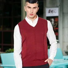 Cashmere sweater V collar winter vest fashion youth business casual knitted sweater coat brand