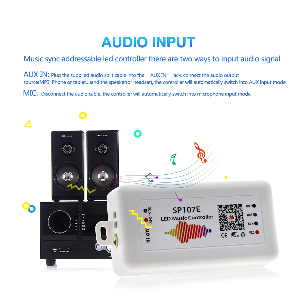 SP107E светодиодный музыкальный контроллер Bluetooth волшебный DC5 24V 2048 пикселей для WS2811