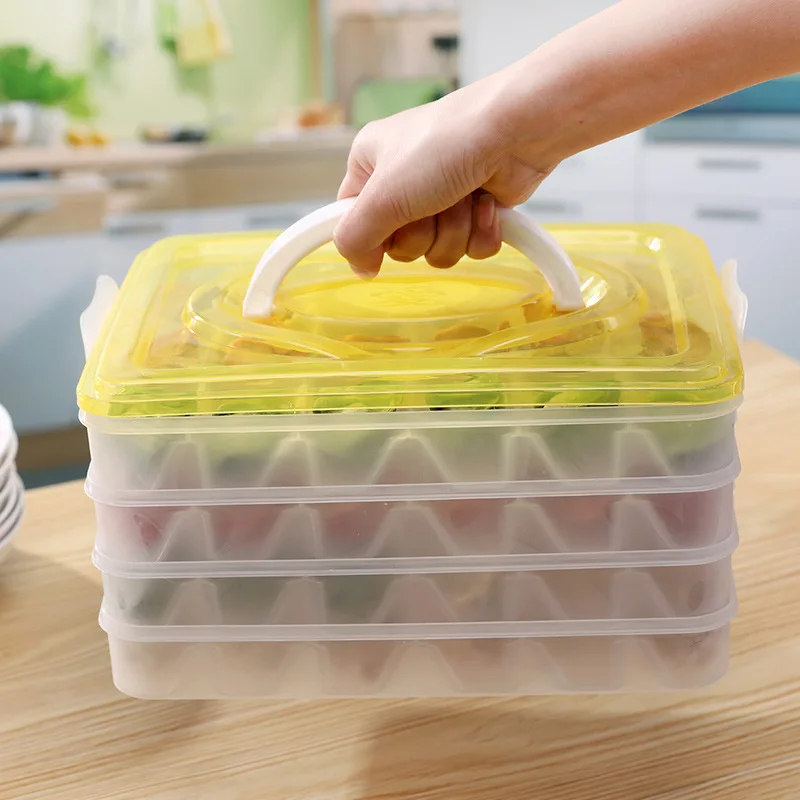 

Square Convenient Handle Refrigerator Pp Storage Box Frozen Dumplings Non-stick Food Convenient Crisper