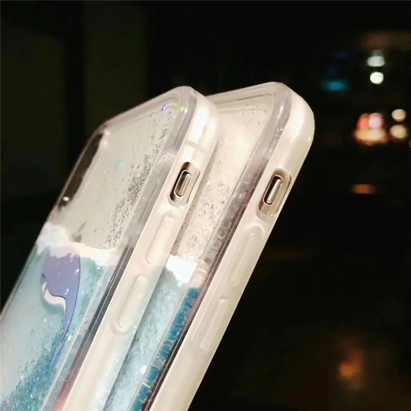 LUDI Glitter Blue Liquid quicksand Phone Case for iPhone 7 7Plus Whale Ttansparent Phone Case for iPhone X 6 6s 8 8Plus 6 6sPlus07