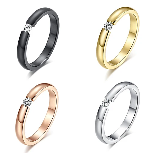 Женские Модные кольца из титановой стали, стразы, инкрустированные обручальные кольца, размер США 6-12