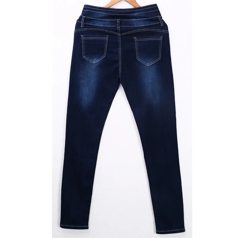 Женские джинсовые узкие брюки с высокой талией стрейч синие длинные джинсы тонкий карандаш брюки лето осень