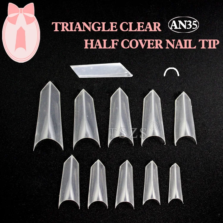 

1bags/ lot -500pcs 3D Design Sharp Nail Tips Clear Triangle French Fake Nails