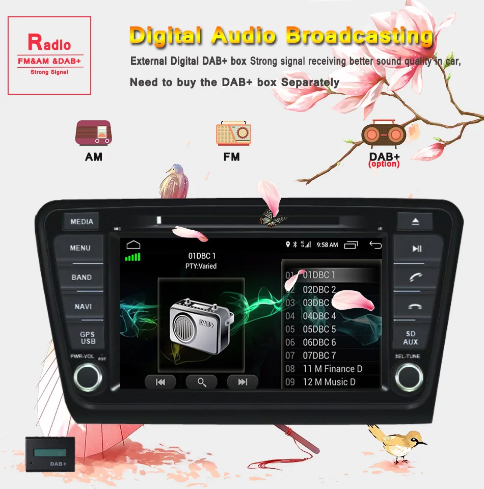 Best 8 inch 2 din Octa Core RAM 4GB Android 9.0 car Radio player DVD 32G ROM for VW Skoda Octavia 2014-2018 3/4G DAB+ Tape Recorder 12