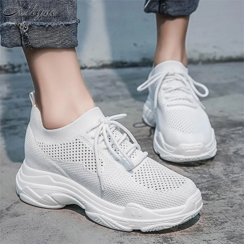 

Mhysa 2019 Summer Casual Women Sneakers Air Mesh Breathable Shoes Flat Platform Casual Shoes Women's vulcanized shoes T597
