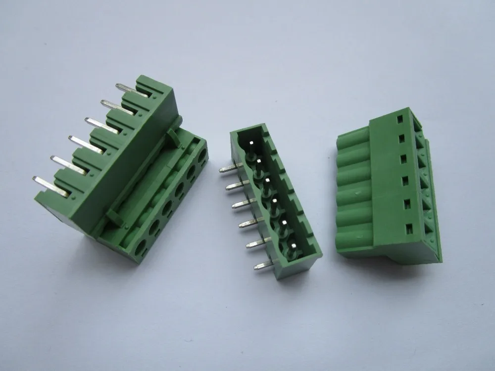 

Close Angle 6 pin/way Pitch 5.08mm Screw Terminal Block Connector Green Color Pluggable Type With Angle pin 50 Pcs Per Lot