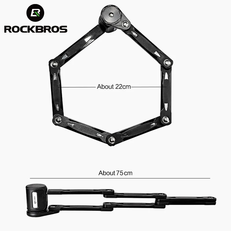 

ROCKBROS Folding Bicycle Lock Anti Theft Chain Cable Cycle Lock Bike Padlock High Security Drill Resistant Bicycle Accessories
