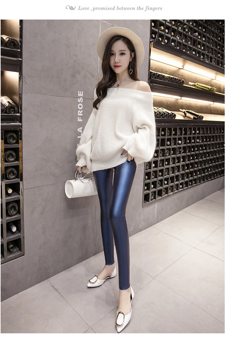 Jielur, осень, женские леггинсы из искусственной кожи, 4 цвета, обтягивающие штаны для женщин, корейский стиль, тонкие женские флисовые леггинсы-карандаш, S-3XL