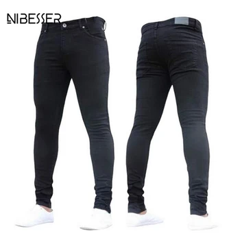 

NIBESSER Brand Pencil Jeans Men Pants 3xl Plus Size Fashion Casual Slim Denim Pants Straight Mid Waist Male Long Trousers