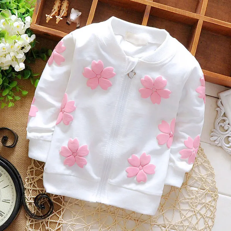 Spring autumn baby girls clothes sports cardigan sweatshirts jacket for girls baby clothing flower cotton zipper coat hoodies
